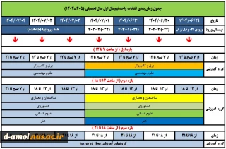 جدول زمانبندی انتخاب واحد